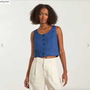 Everlane - Linen Button-Front Crop Tank
